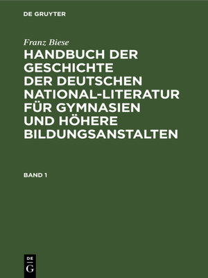 cover image of Handbuch der Geschichte der deutschen National-Literatur für Gymnasien und höhere Bildungsanstalten, Band 1